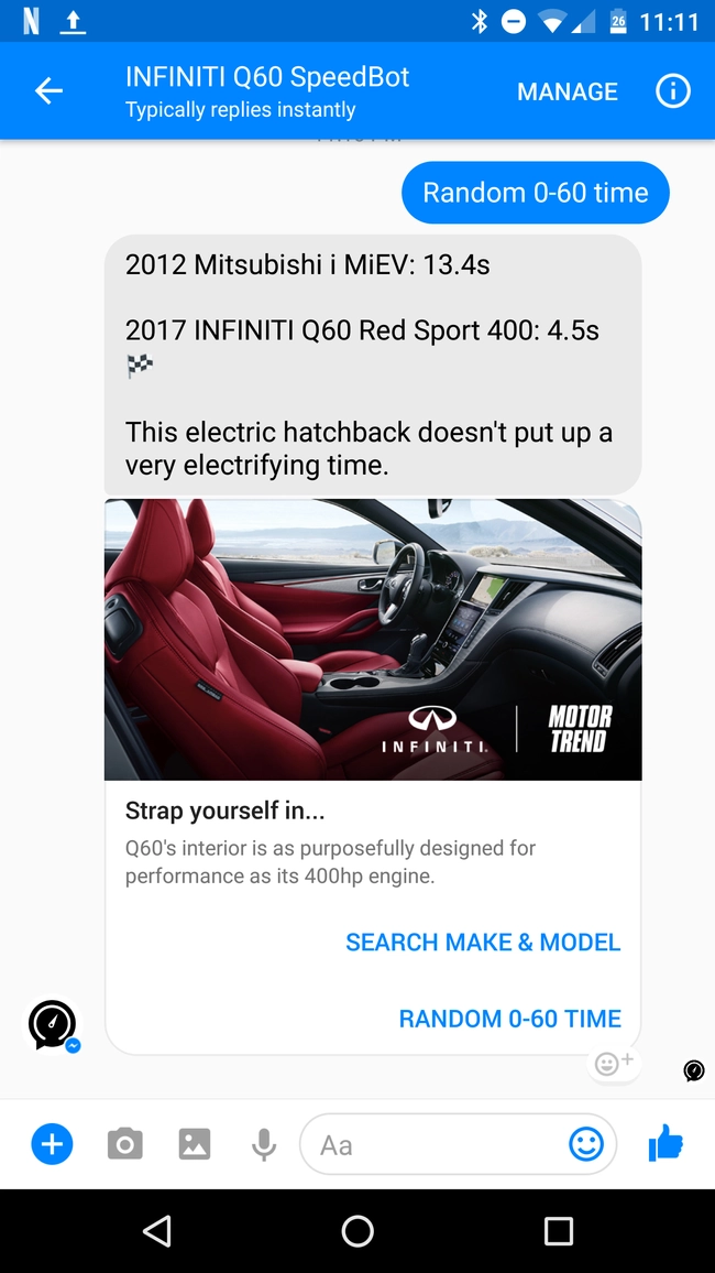 Thumbnail for INFINITI: Q60 Speedbot