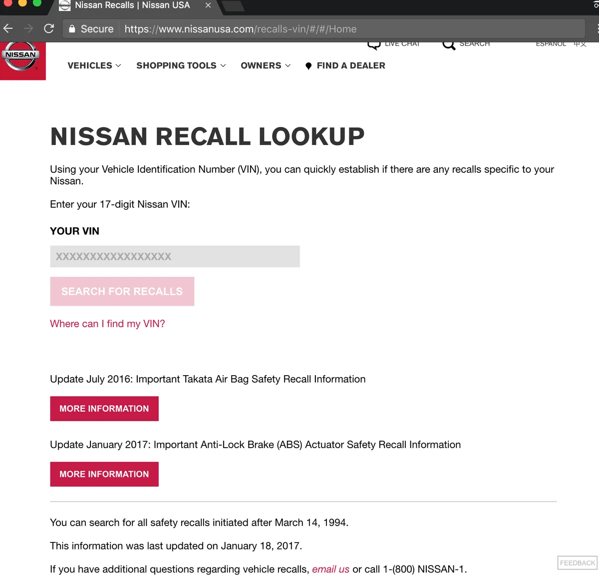 Nissan: Recalls