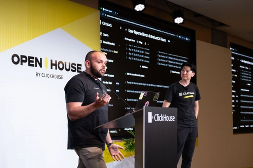 Picture of me presenting the product at the annual ClickHouse OpenHouse conference